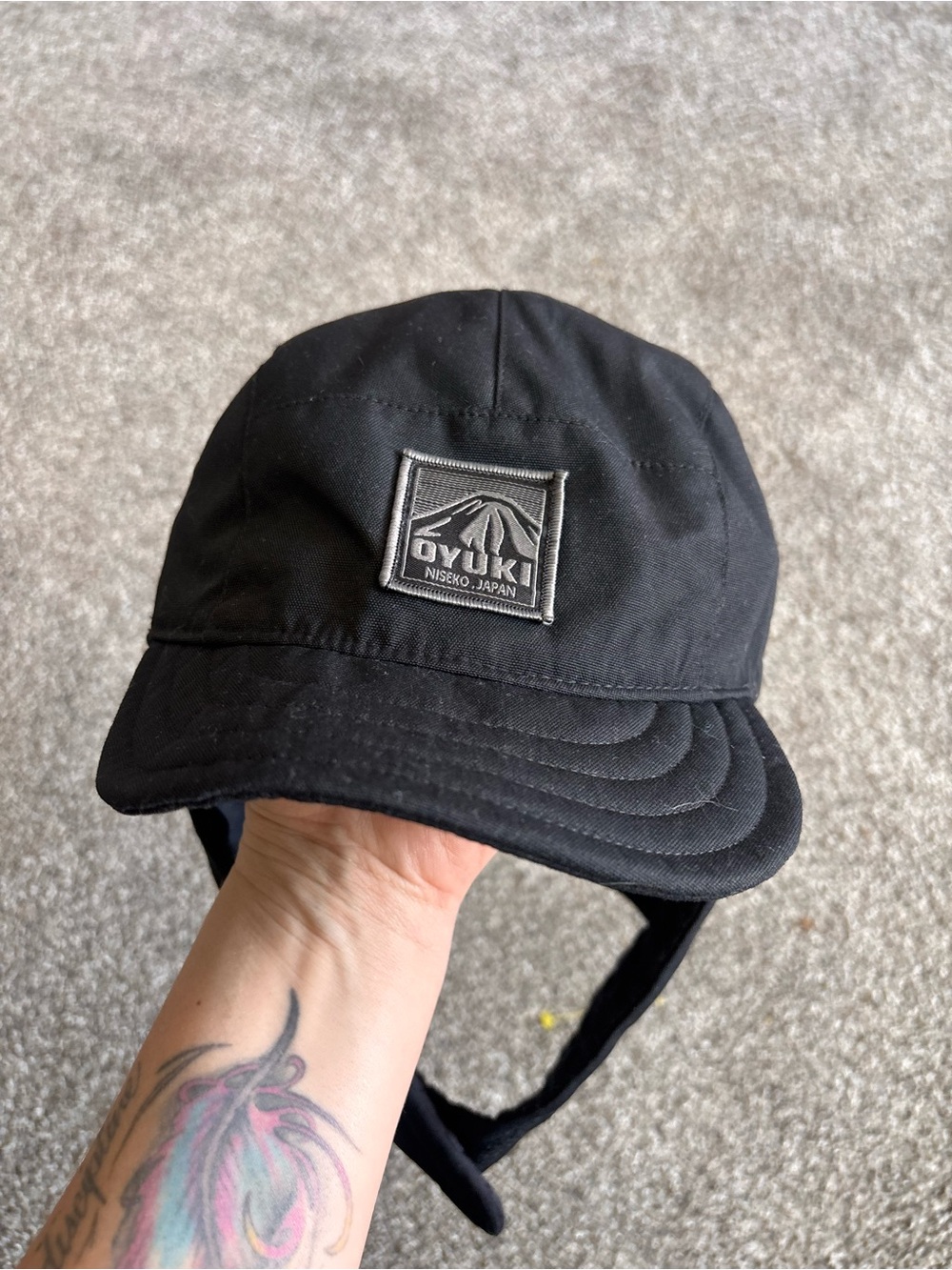 NWT Oyuki Black Cap with Embroidered Logo Patch